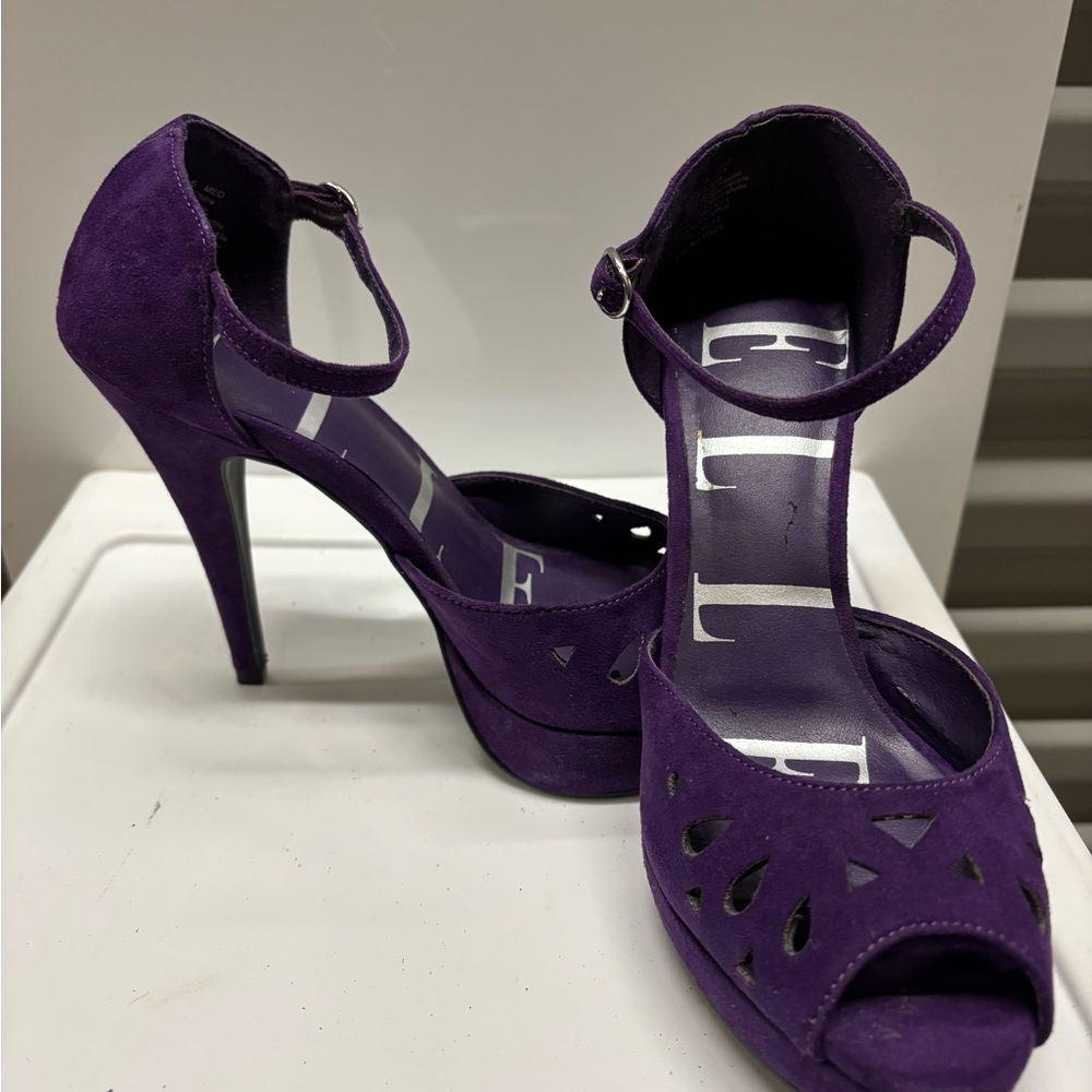 Elle Deep Purple Ankle Strap Heels - Picture 6 of 6